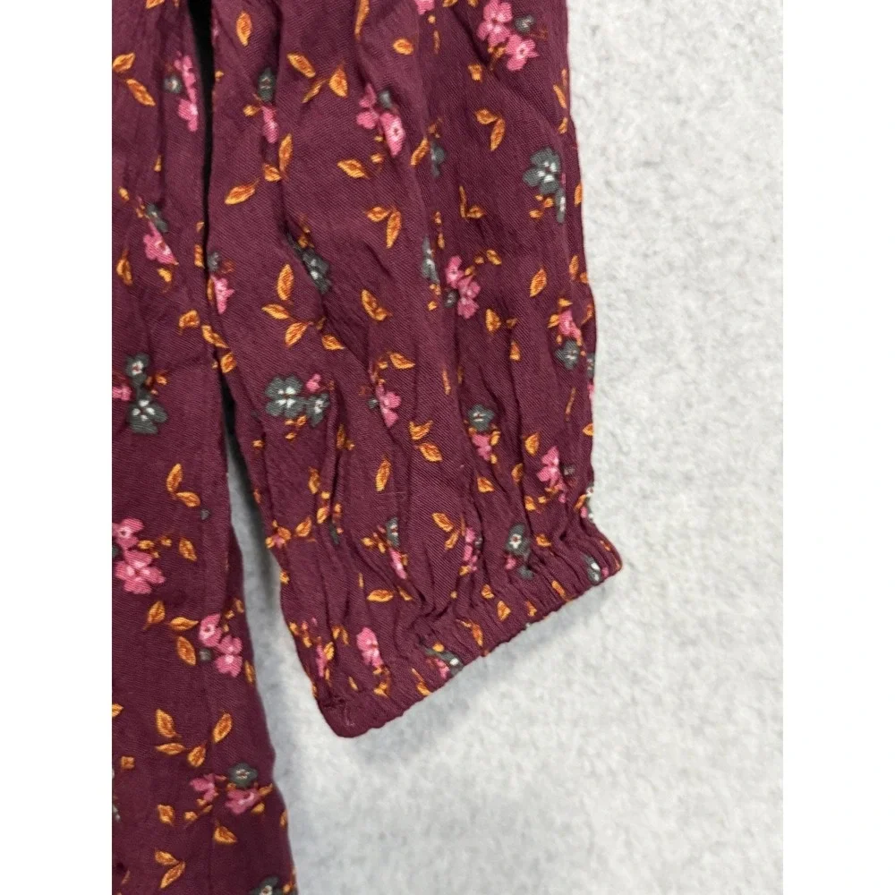 Matilda Jane Dress Womens XS Purple Floral‎ V Neck Tassel Boho Shift 3/4 Sleeve